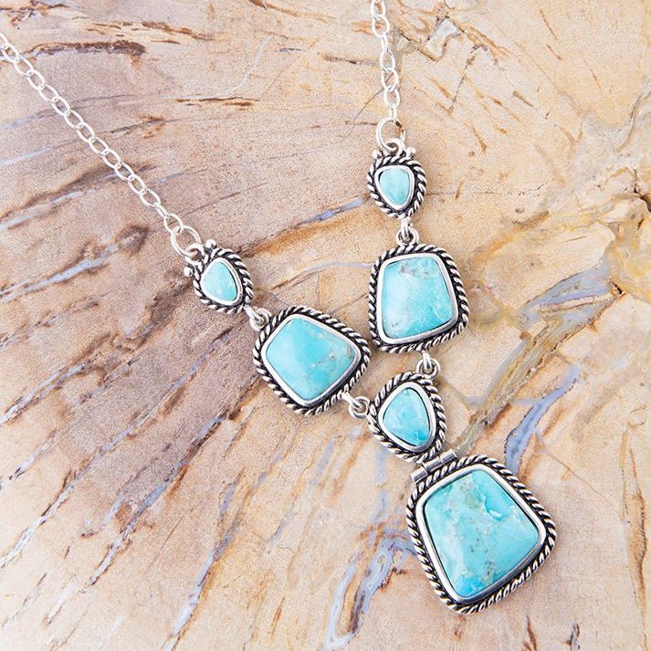 Earth and Sky Blue Turquoise Sterling Silver Necklace from KADOU Boutique