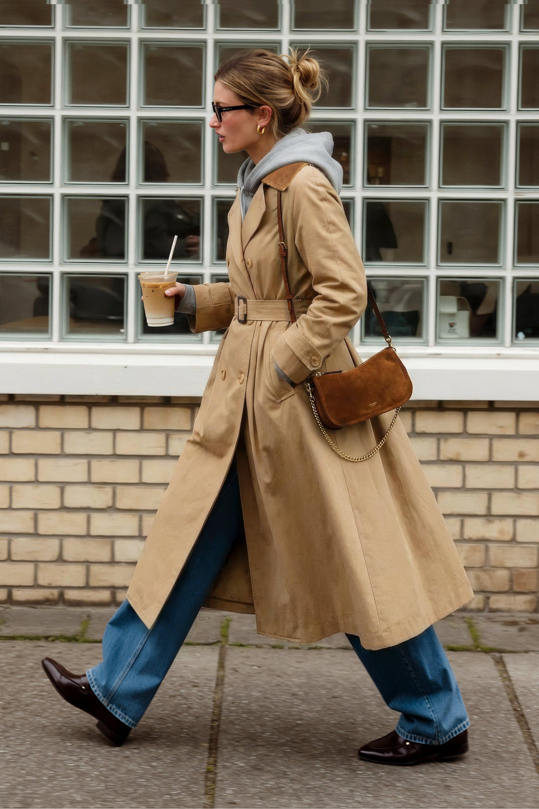 Falling Leaves Woven Midi Trench Coat from KADOU Boutique