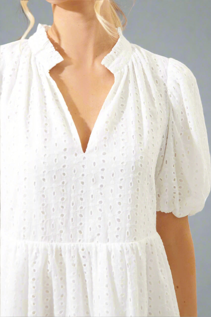 White Eyelet Babydoll Dress