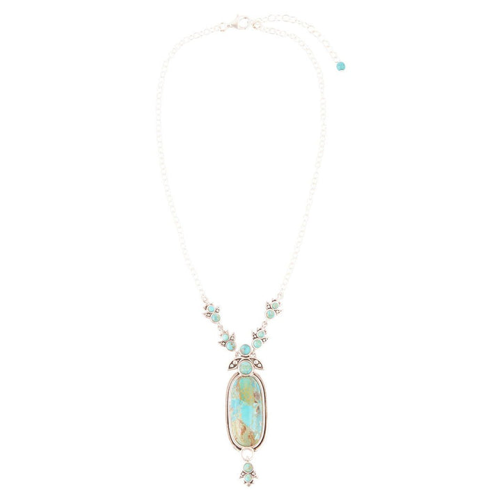 Emile Sterling Silver and Blue Turquoise Pendant Necklace
