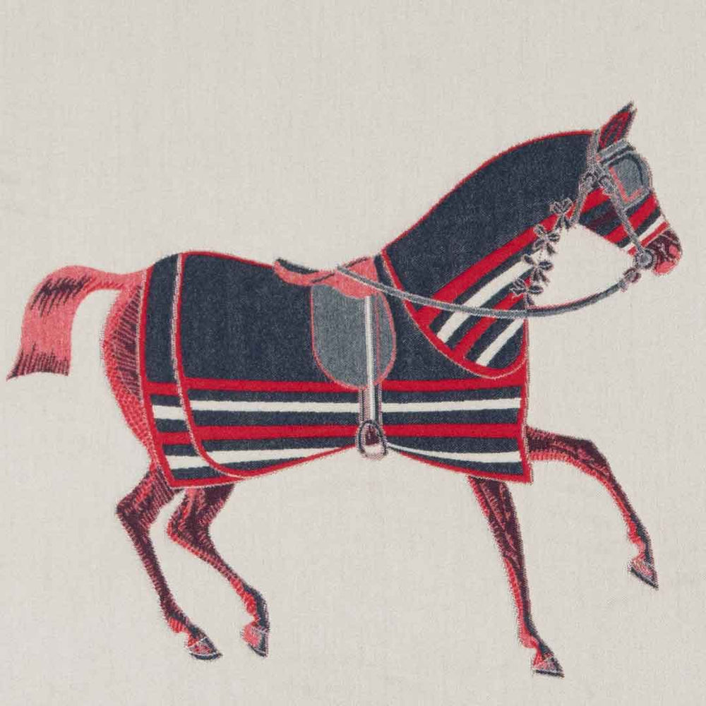 Equus - Crimson Equestrian Motif Luxe Shawl from KADOU Boutique