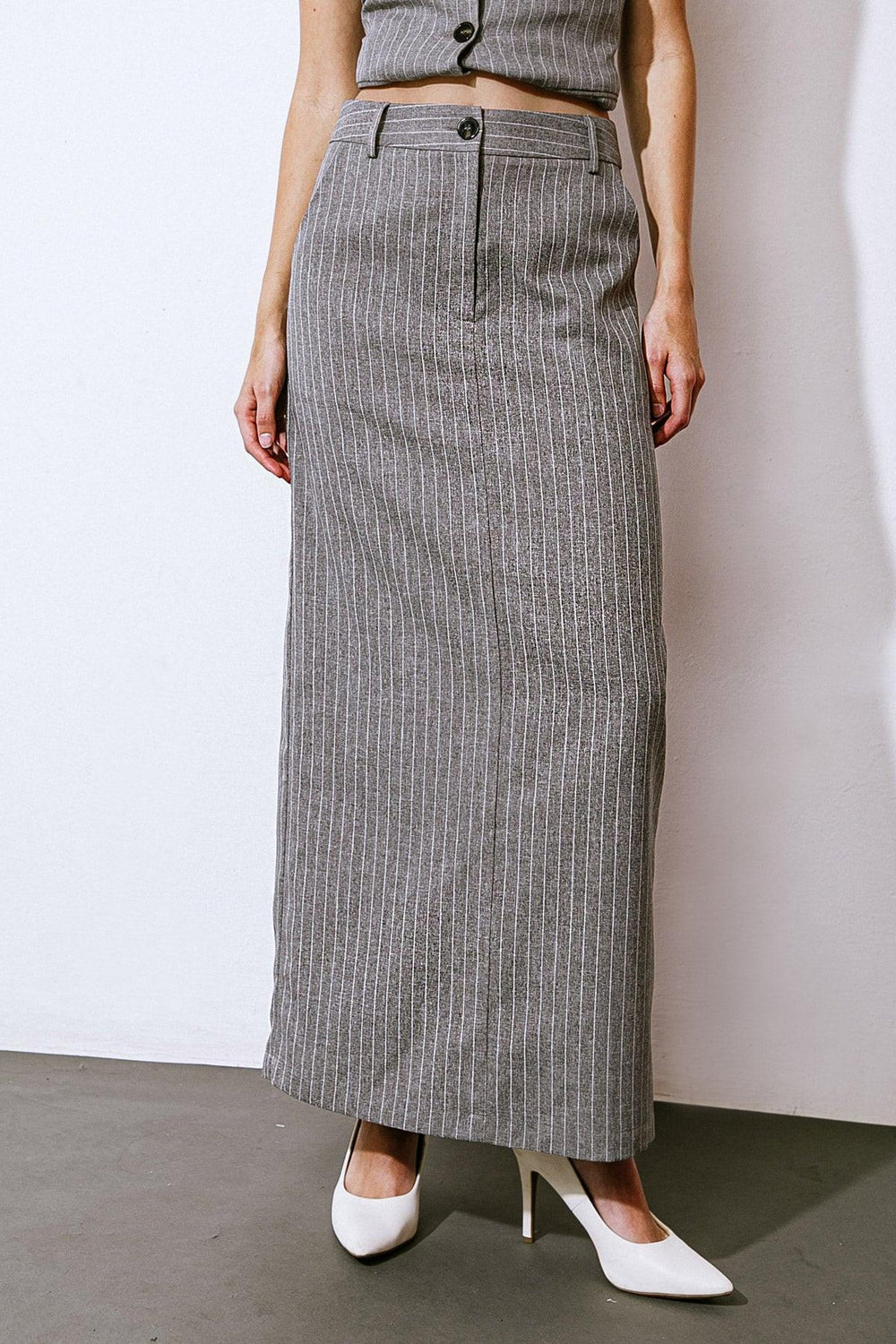 Get to the Point Woven Midi Skirt from KADOU Boutique