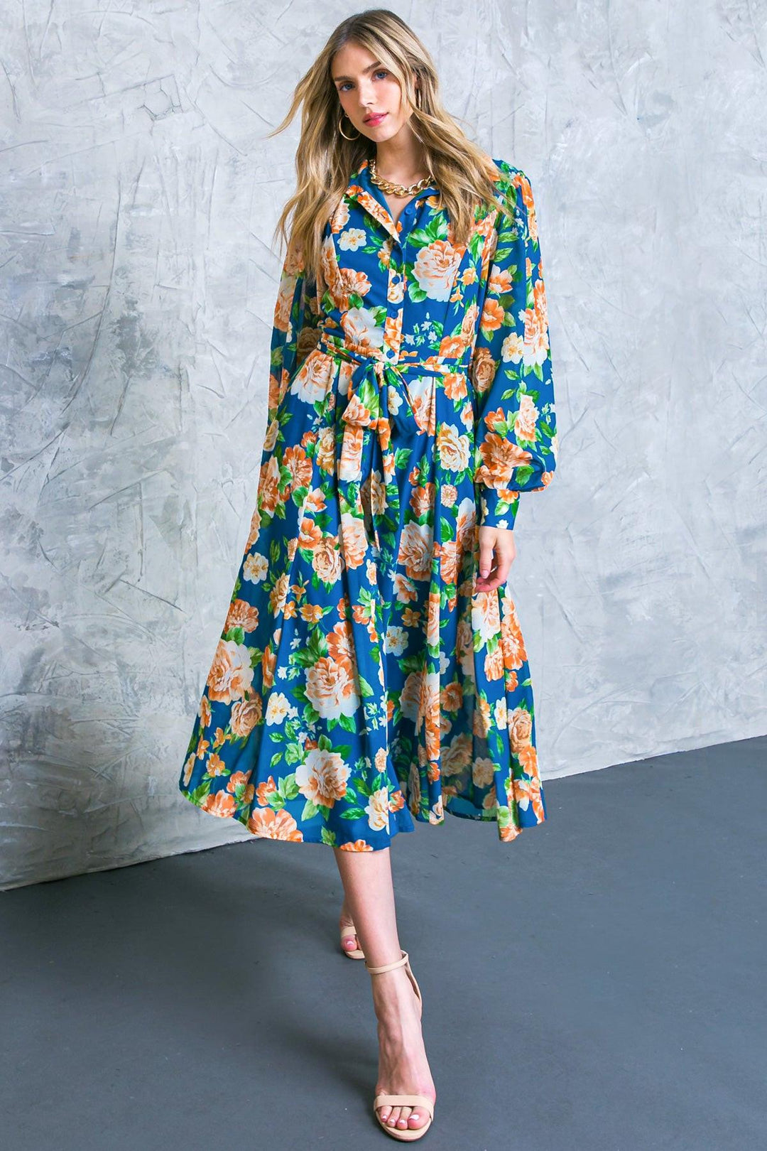Bubbly Bliss Woven Midi Shirt Dress from KADOU Boutique