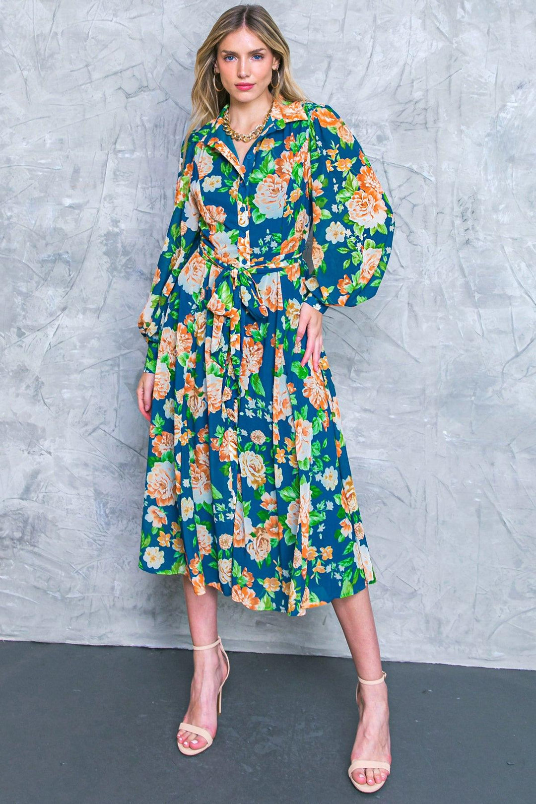 Bubbly Bliss Woven Midi Shirt Dress from KADOU Boutique