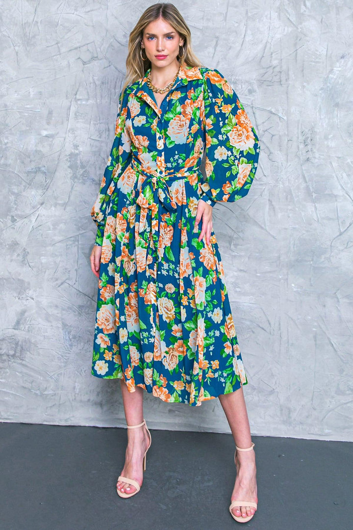 Bubbly Bliss Woven Midi Shirt Dress from KADOU Boutique
