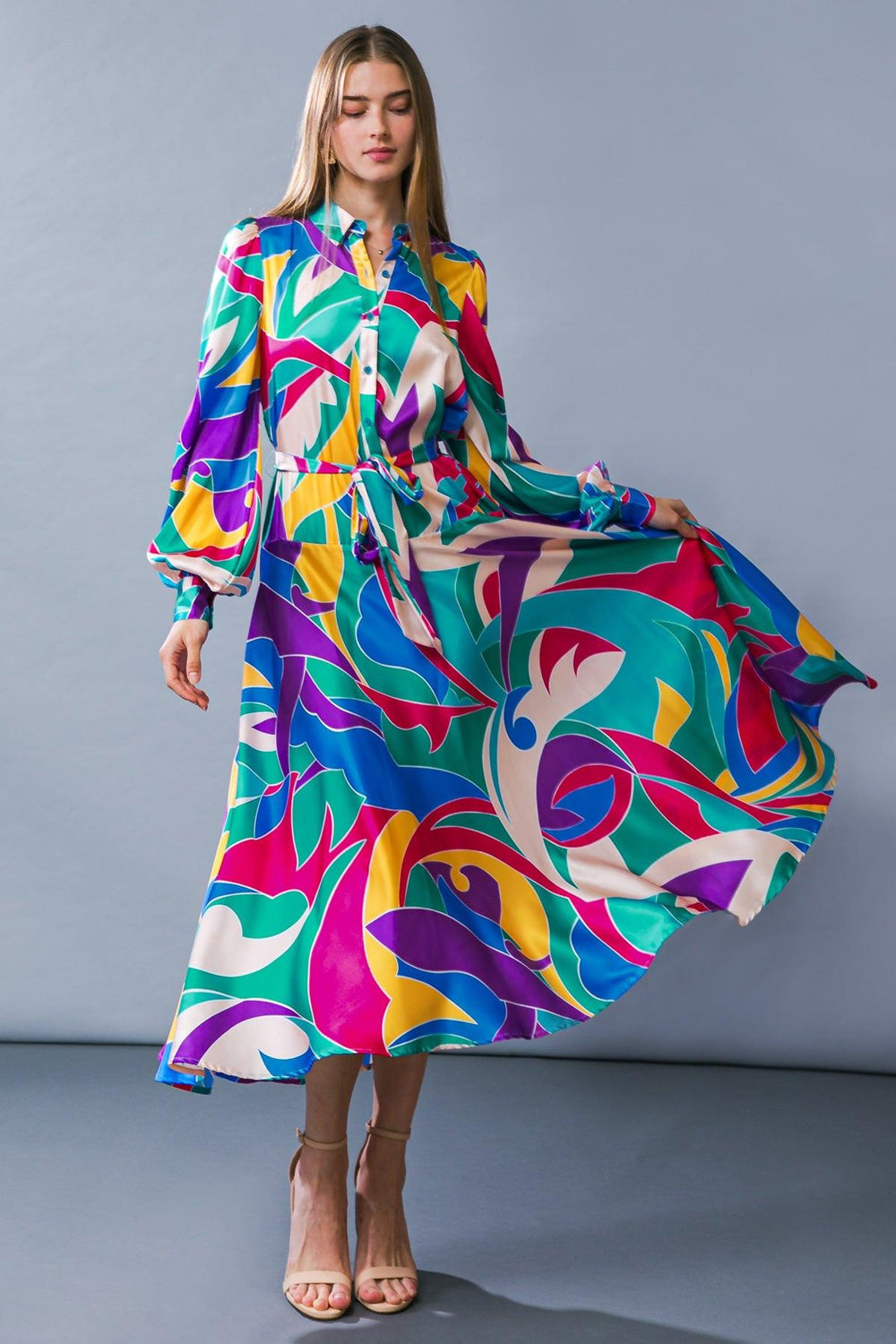 Focused On Priorities Woven Midi Dress from KADOU Boutique