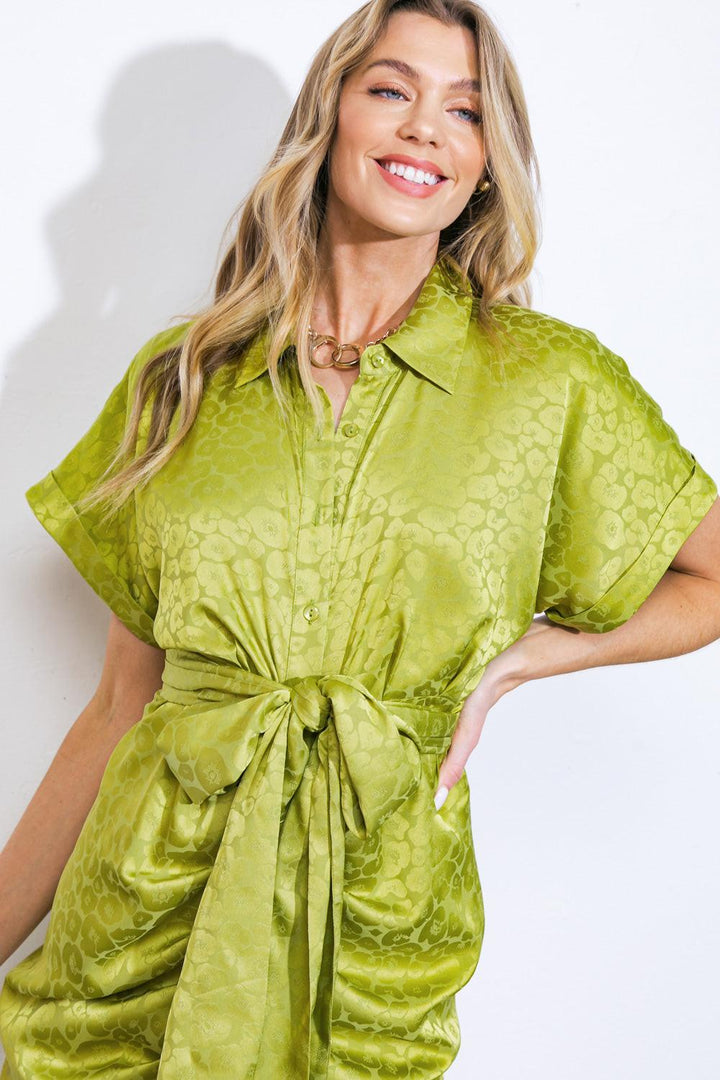 Coming to My Senses Woven Satin Midi Dress from KADOU Boutique
