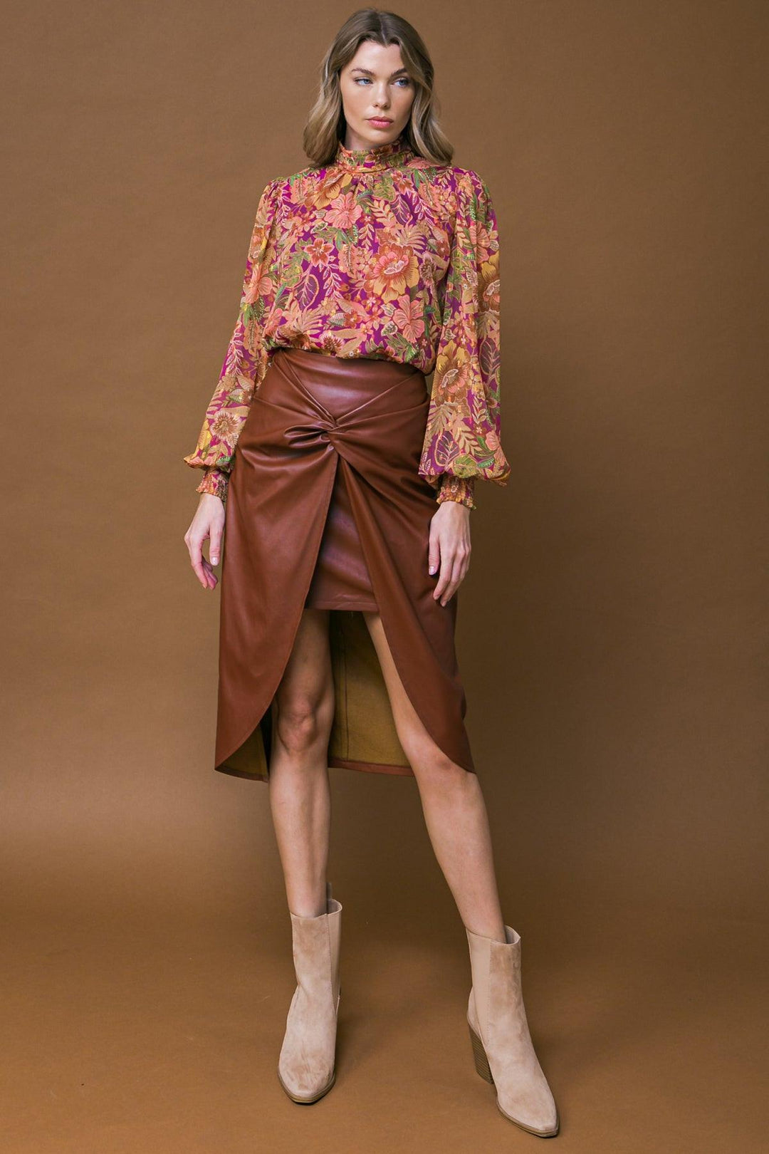 Choose Us Leather Midi Skirt from KADOU Boutique