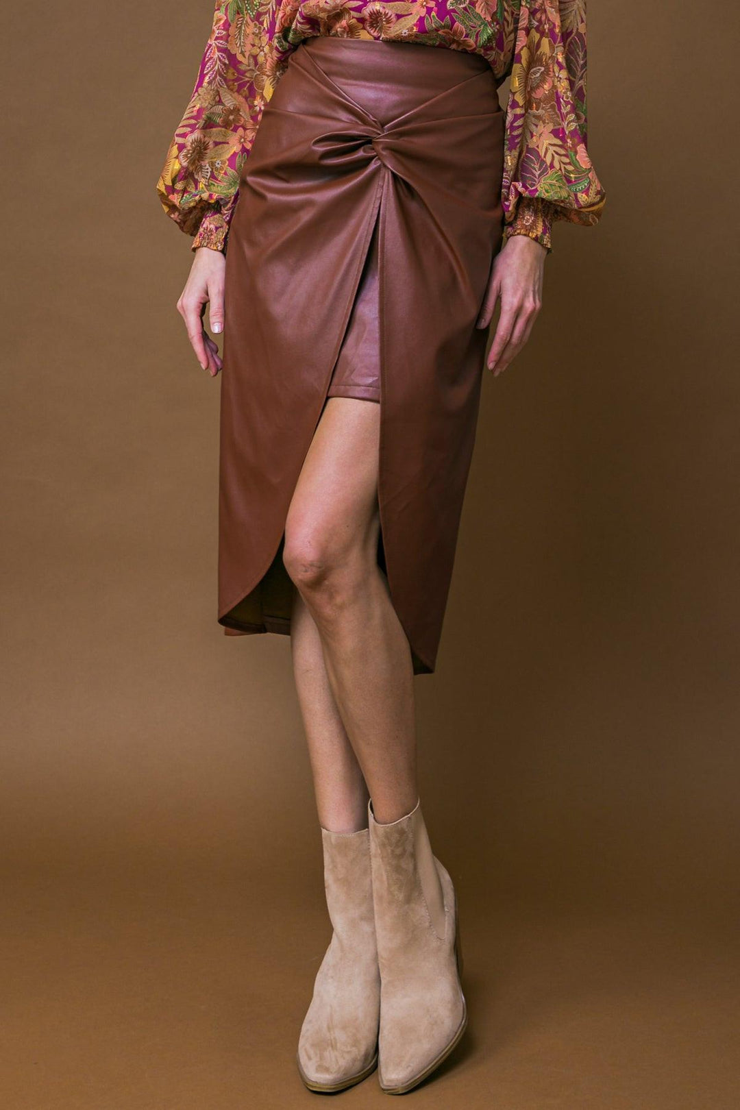 Choose Us Leather Midi Skirt from KADOU Boutique