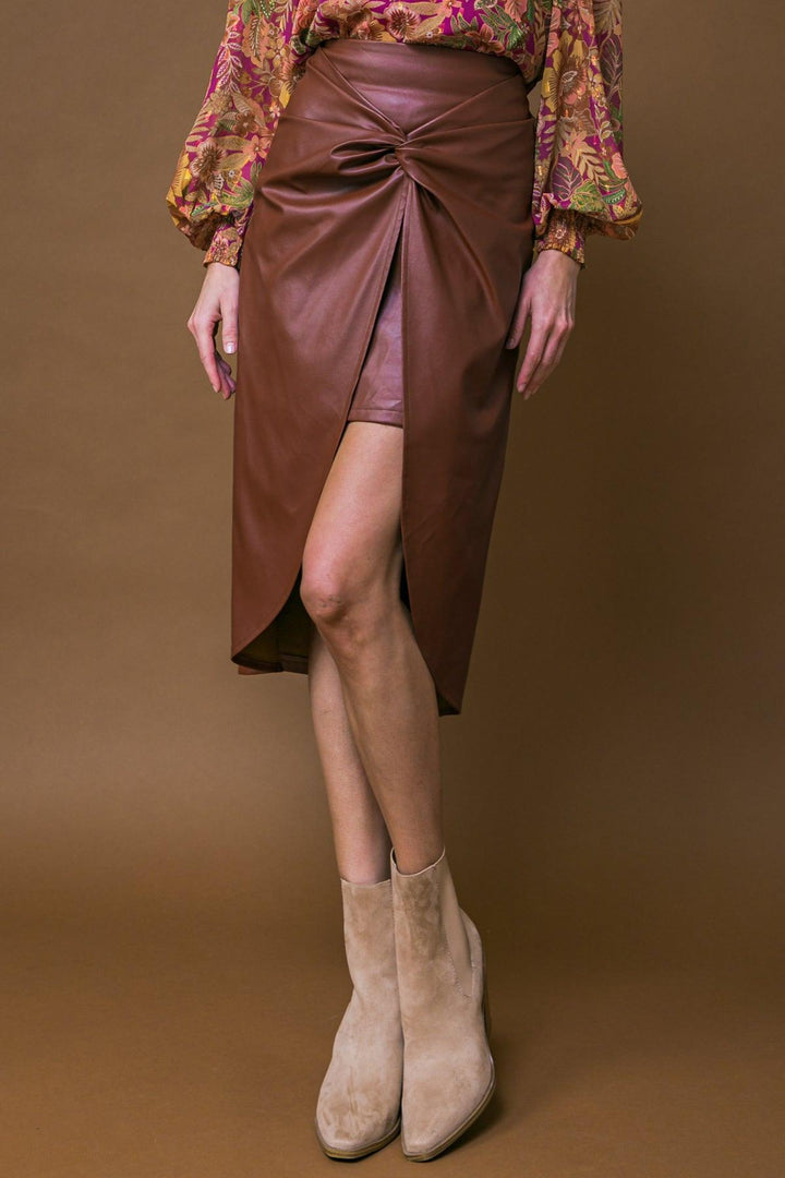 Choose Us Leather Midi Skirt from KADOU Boutique