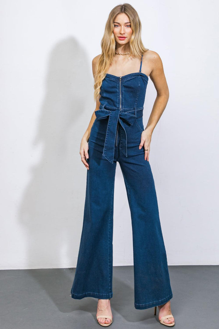 Drift Away Denim Wide Leg Jumpsuit from KADOU Boutique