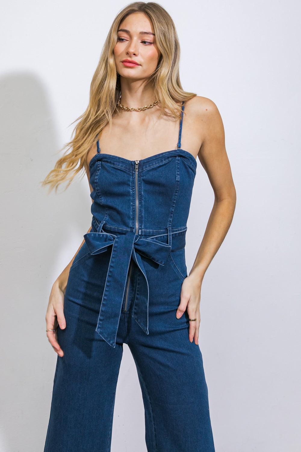 Drift Away Denim Wide Leg Jumpsuit from KADOU Boutique