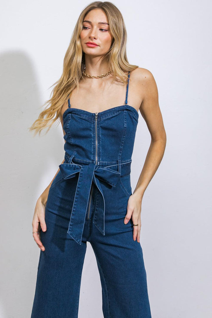 Drift Away Denim Wide Leg Jumpsuit from KADOU Boutique