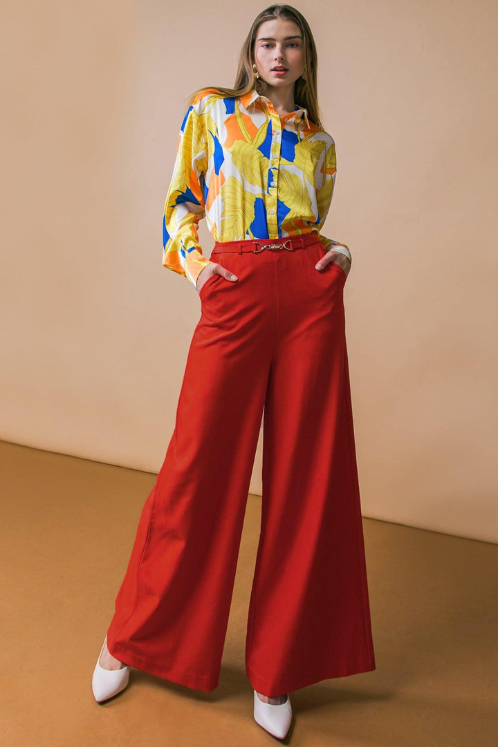 Sweet Feelings Wide Leg Woven Pants from KADOU Boutique
