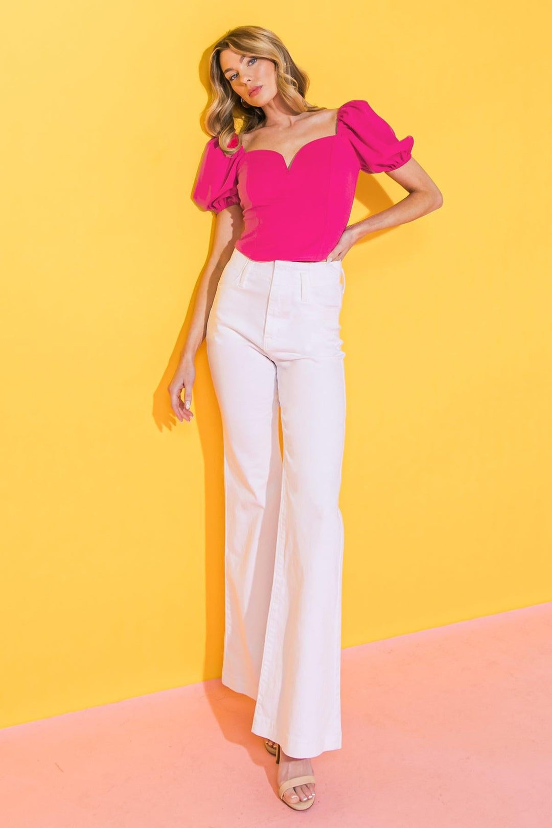 Rich Flex Sweetheart Woven Crop Top from KADOU Boutique