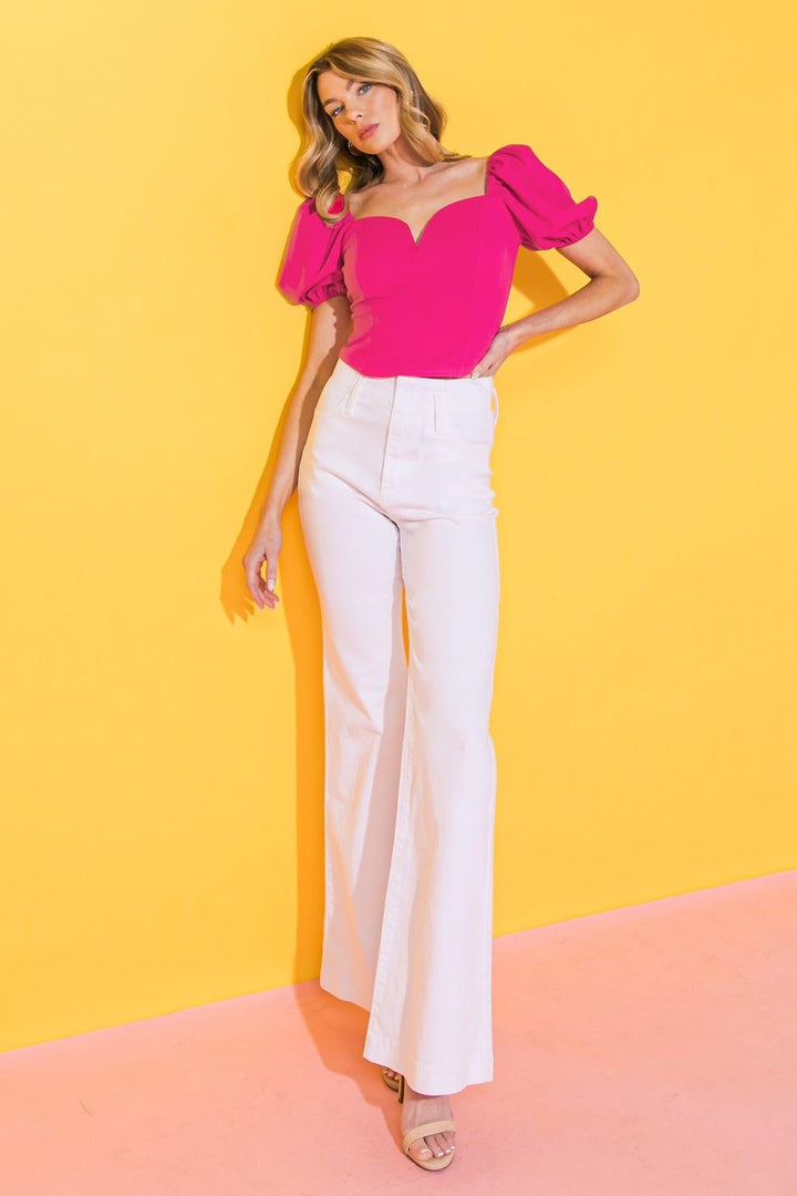 Rich Flex Sweetheart Woven Crop Top from KADOU Boutique