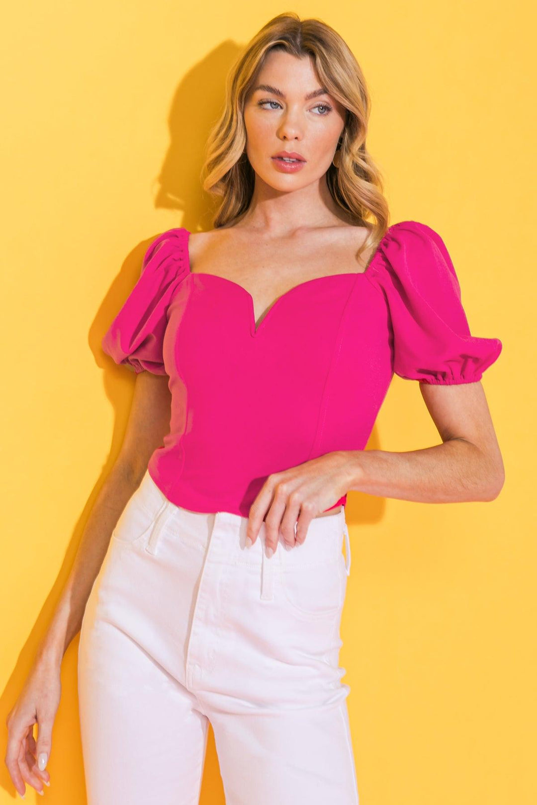 Rich Flex Sweetheart Woven Crop Top from KADOU Boutique