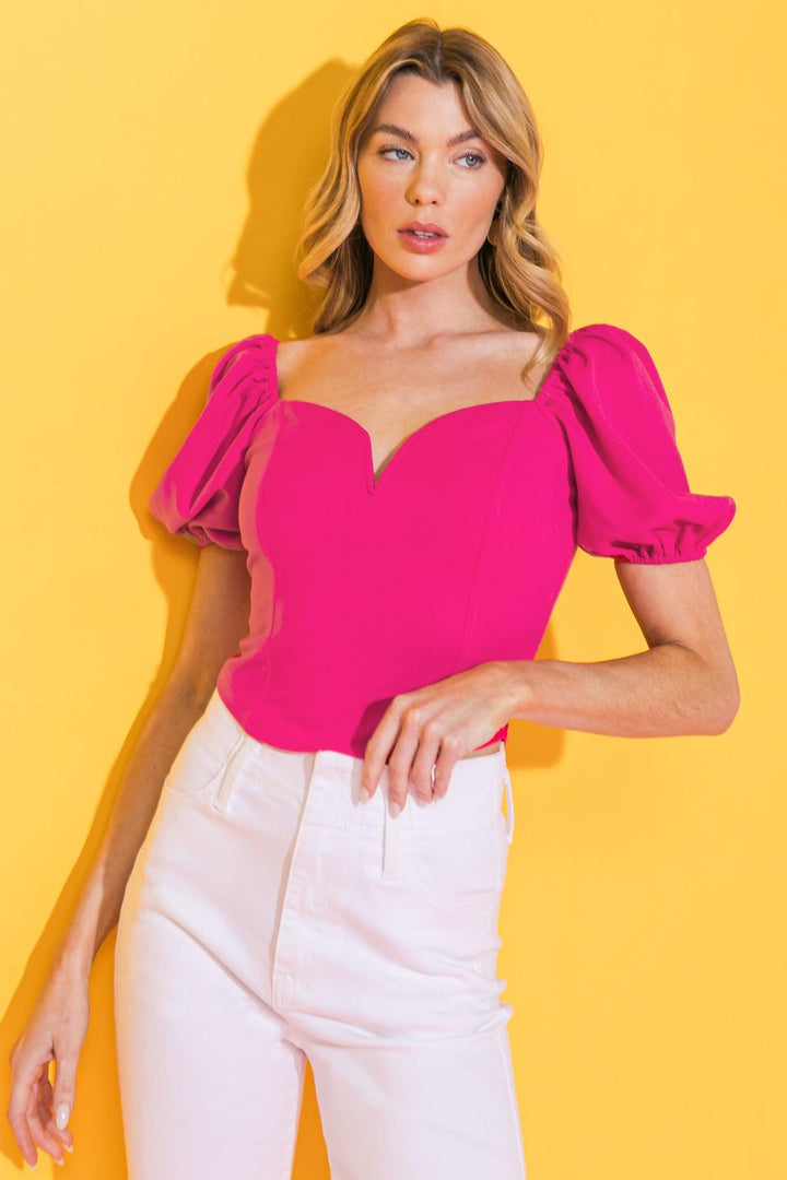 Rich Flex Sweetheart Woven Crop Top from KADOU Boutique
