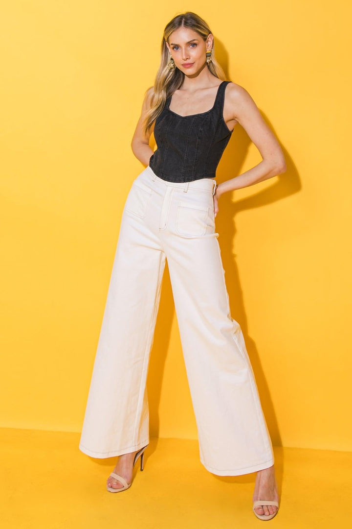All Ahead Denim Crop Top from KADOU Boutique