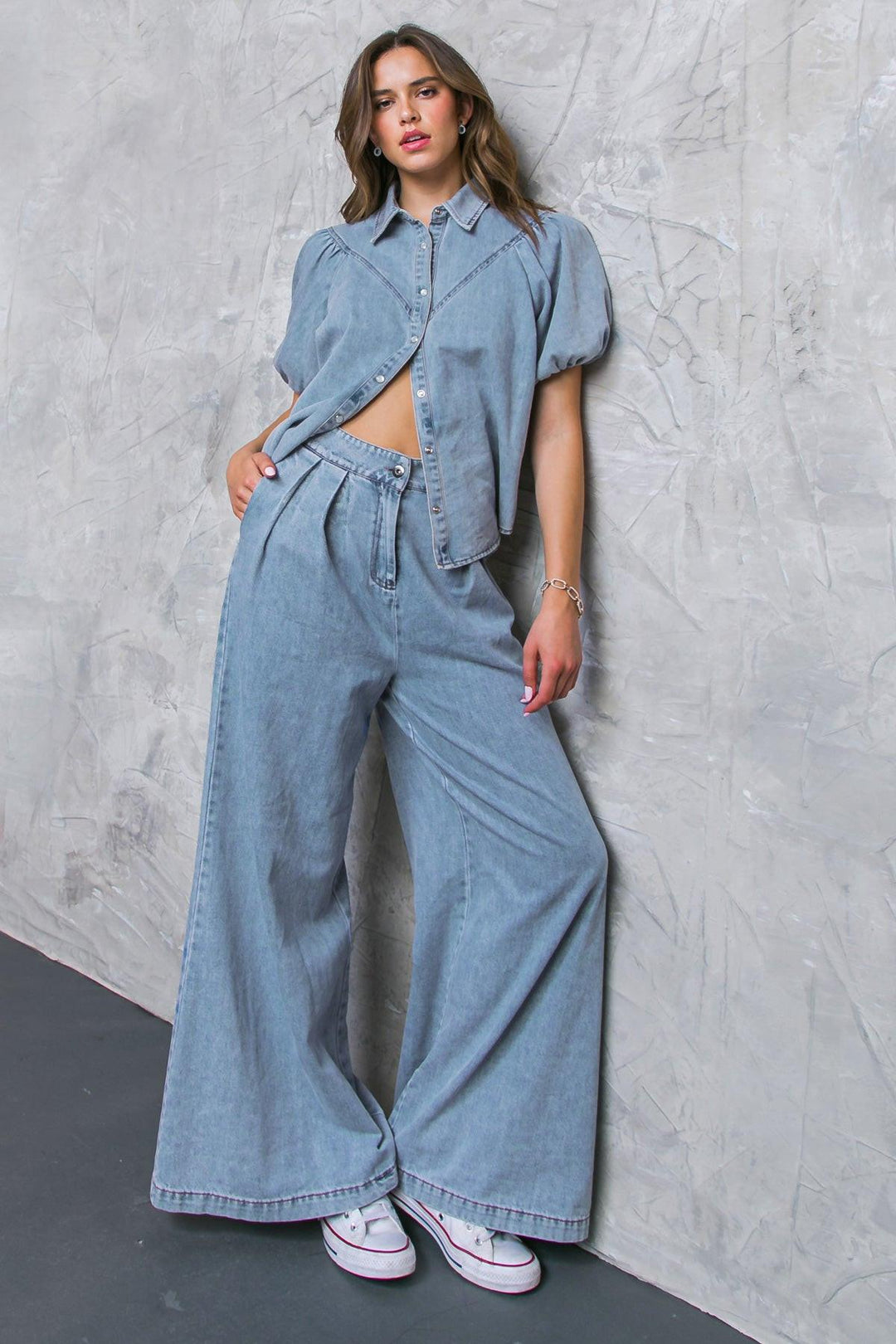 Be My Baby Acid Wash Denim Top from KADOU Boutique