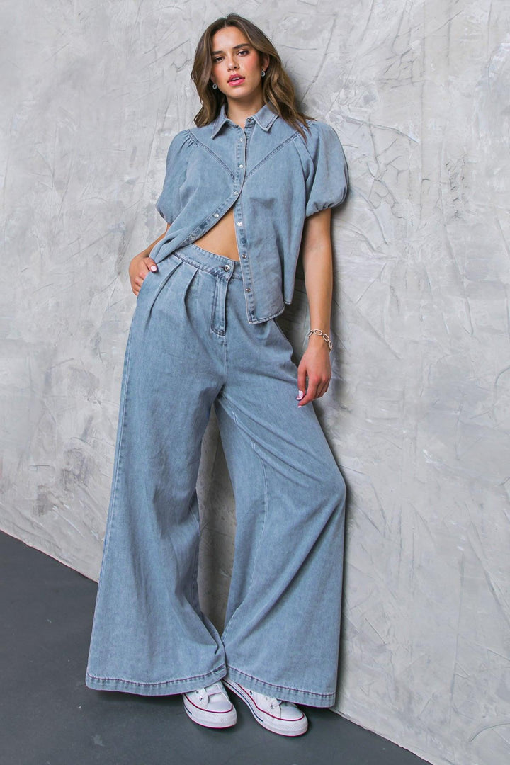 Be My Baby Acid Wash Denim Top from KADOU Boutique