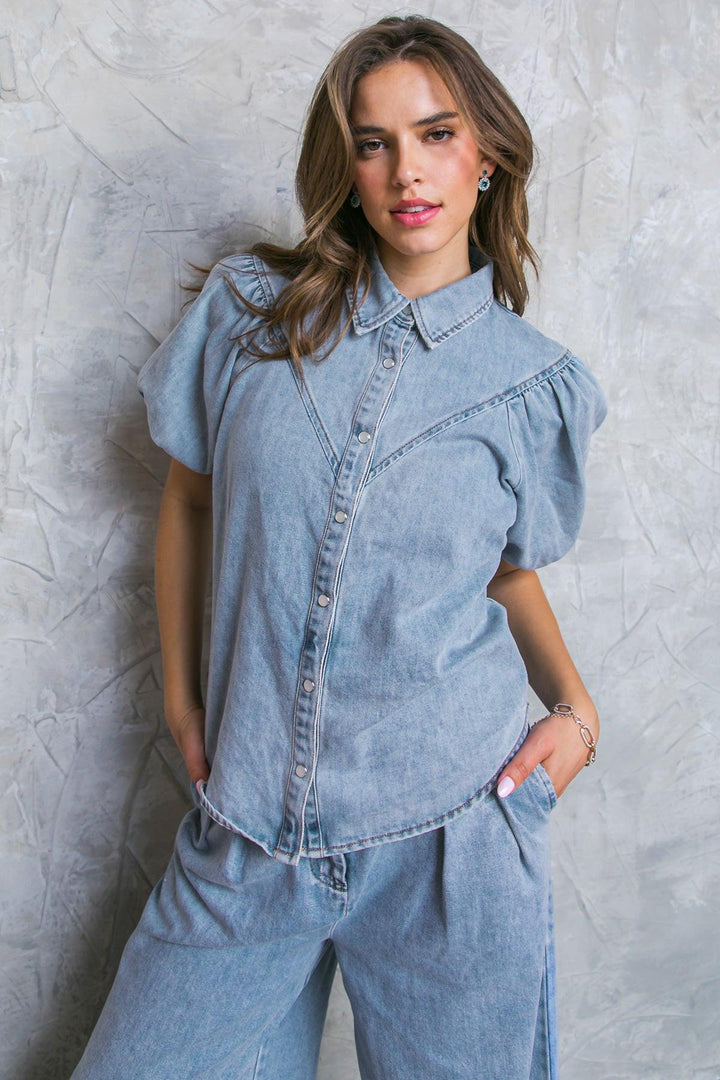 Be My Baby Acid Wash Denim Top from KADOU Boutique