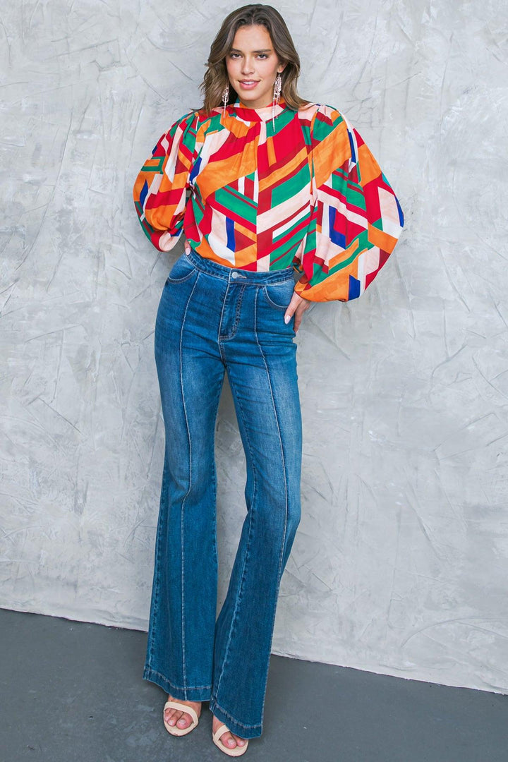 Light Up My Life Mock Neck Woven Top from KADOU Boutique