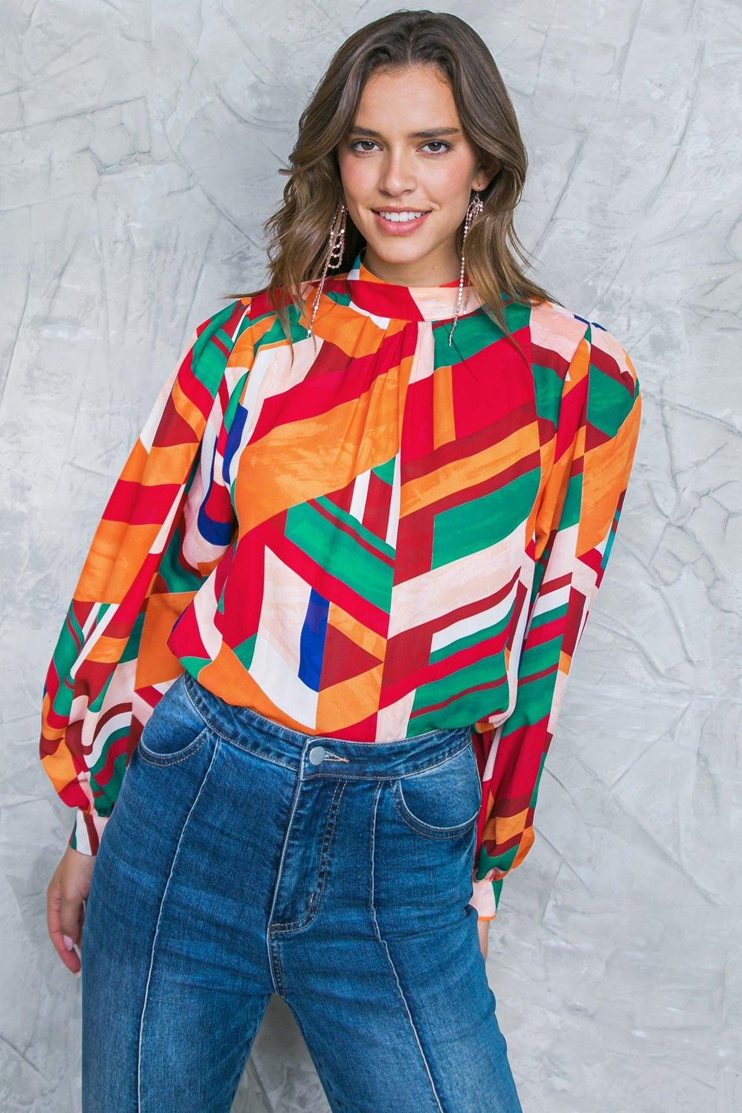 Light Up My Life Mock Neck Woven Top from KADOU Boutique