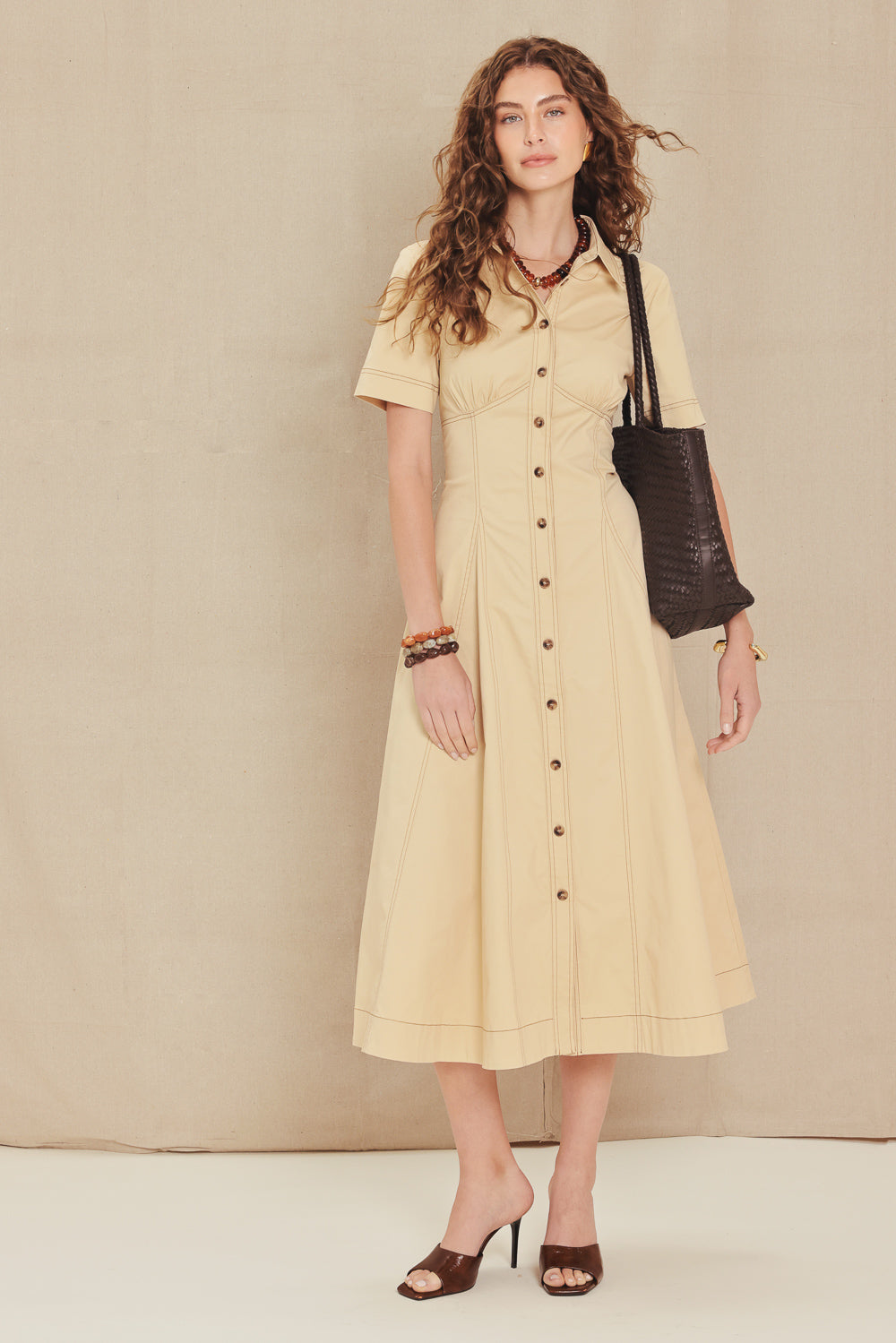 Trend Icon Woven Midi Dress from KADOU Boutique