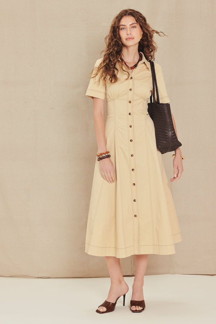 Trend Icon Woven Midi Dress from KADOU Boutique