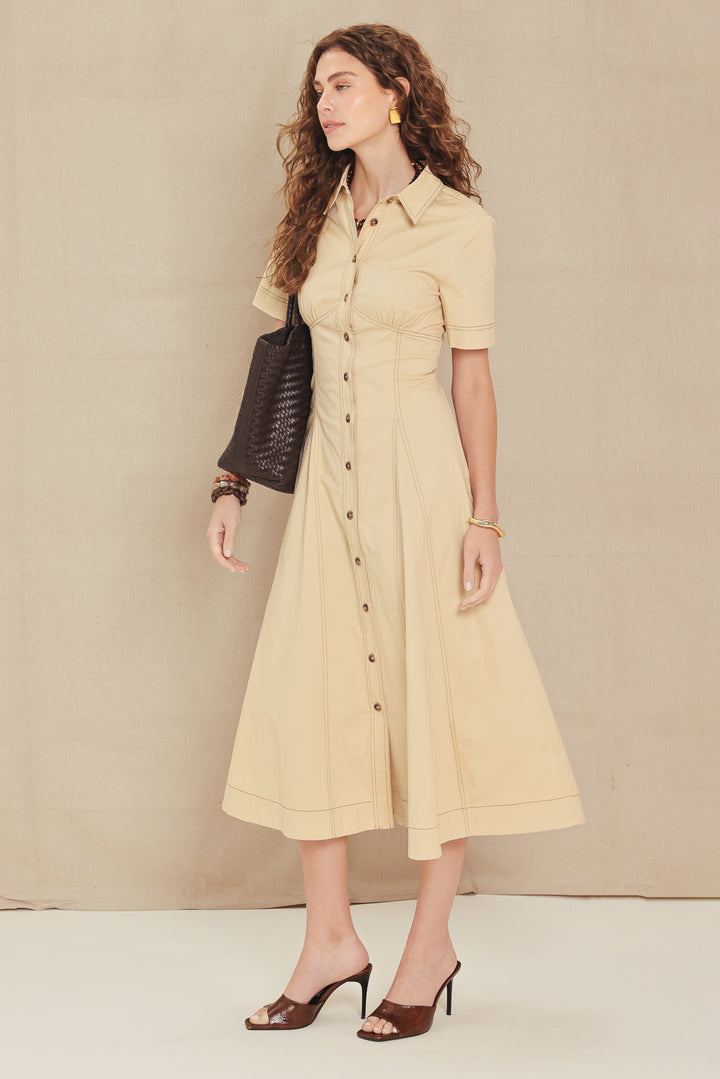 Trend Icon Woven Midi Dress from KADOU Boutique