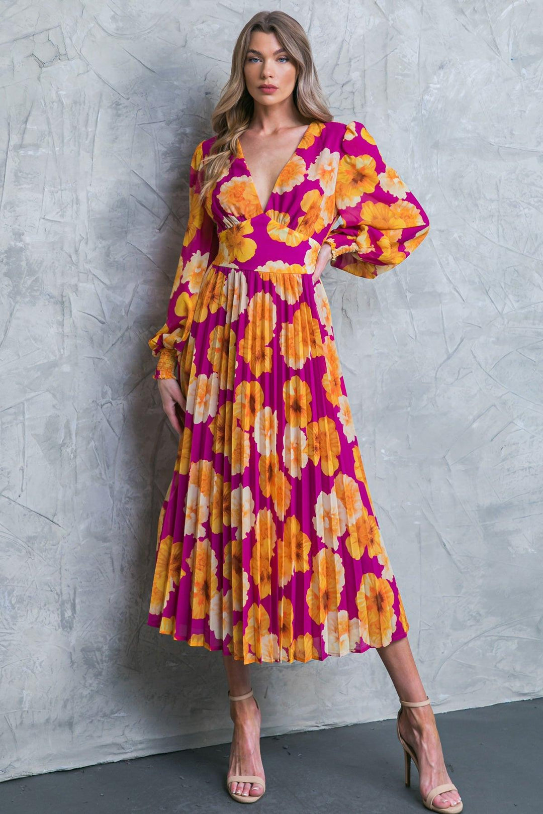 Look At Her Floral Woven Midi Dress from KADOU Boutique