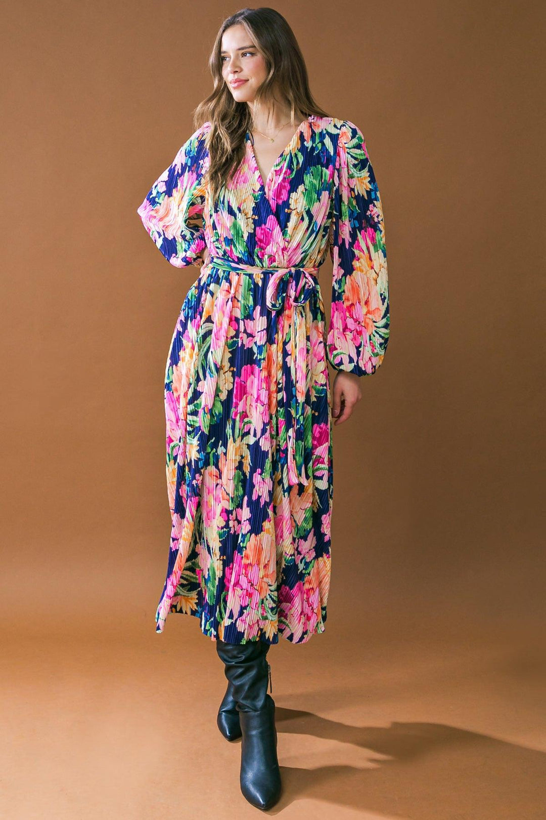 Breathtaking Moment Woven Plisse Midi Dress from KADOU Boutique