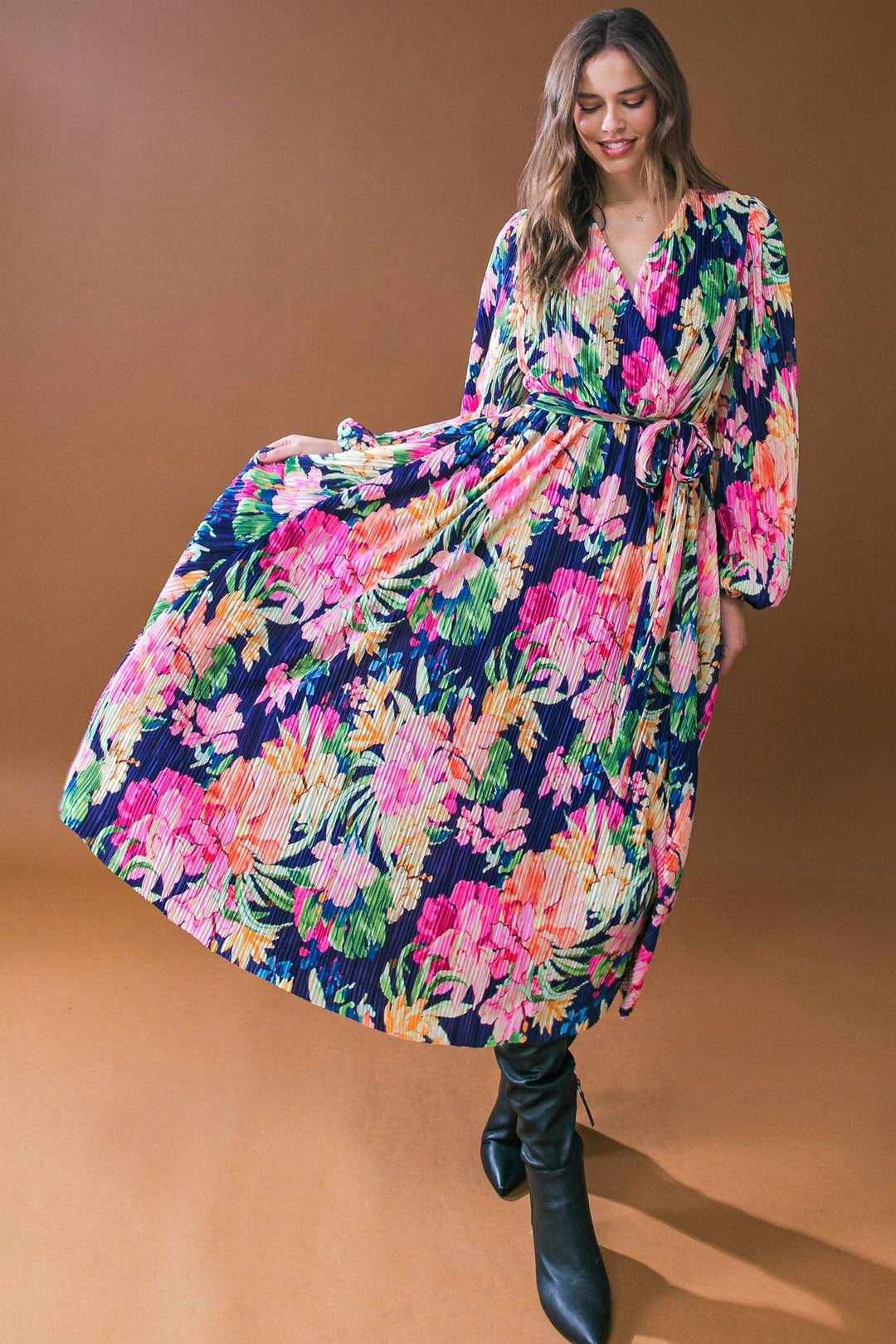 Breathtaking Moment Woven Plisse Midi Dress from KADOU Boutique