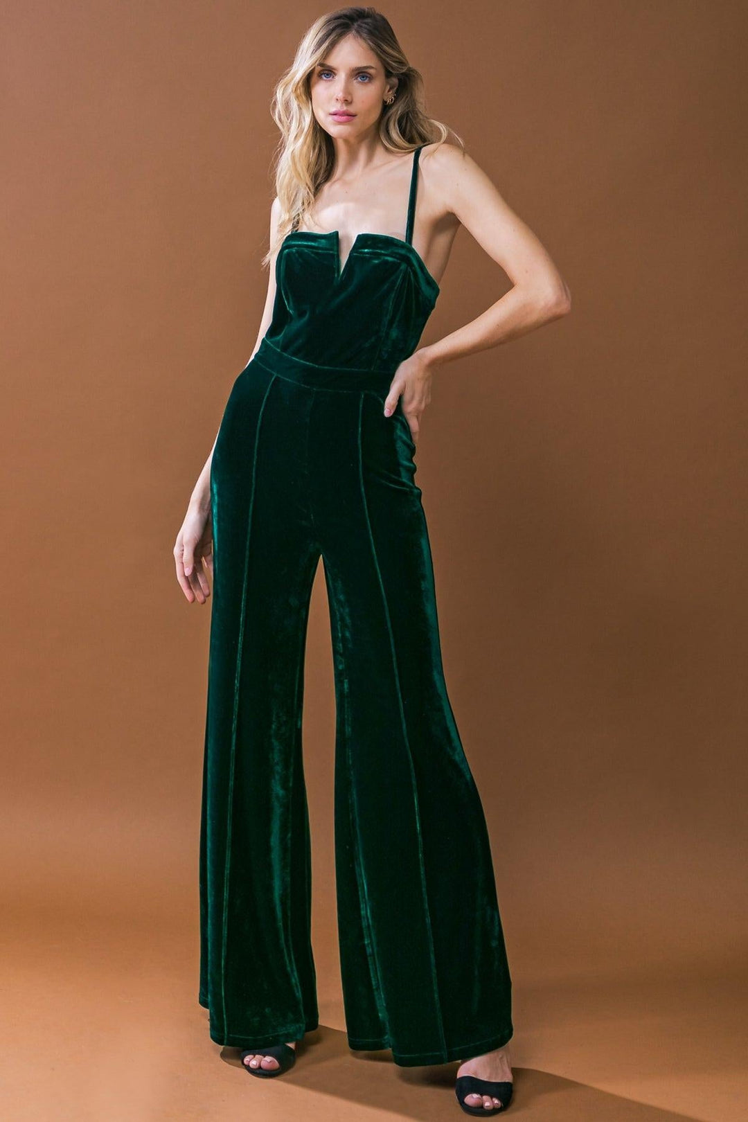 Blow a Kiss Velvet Wide Leg Jumpsuit from KADOU Boutique