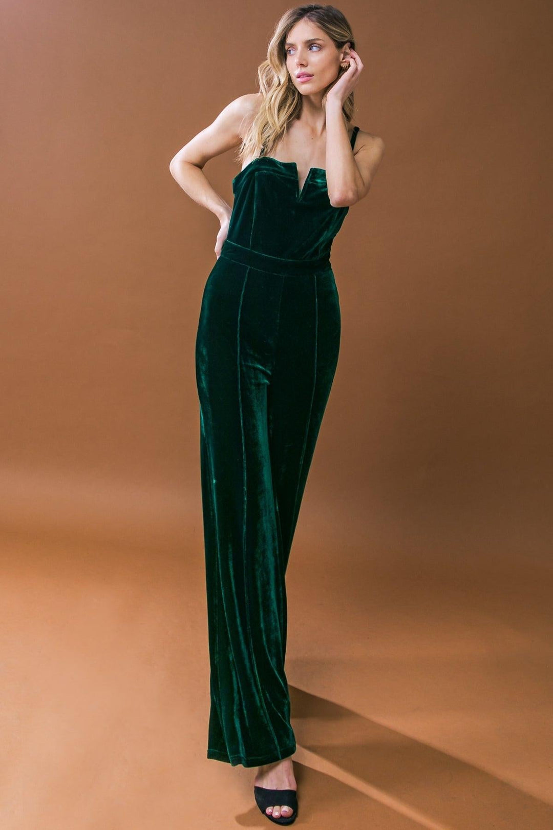 Blow a Kiss Velvet Wide Leg Jumpsuit from KADOU Boutique