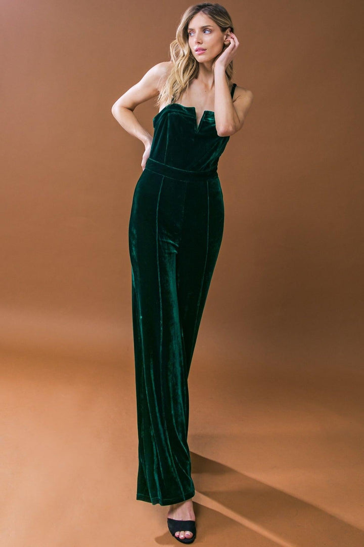 Blow a Kiss Velvet Wide Leg Jumpsuit from KADOU Boutique