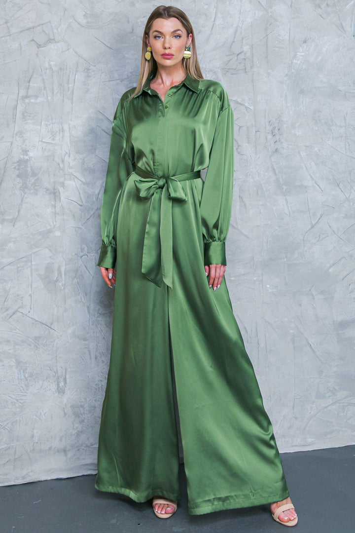 Like Fine Art Satin Wide Leg Jumpsuit from KADOU Boutique
