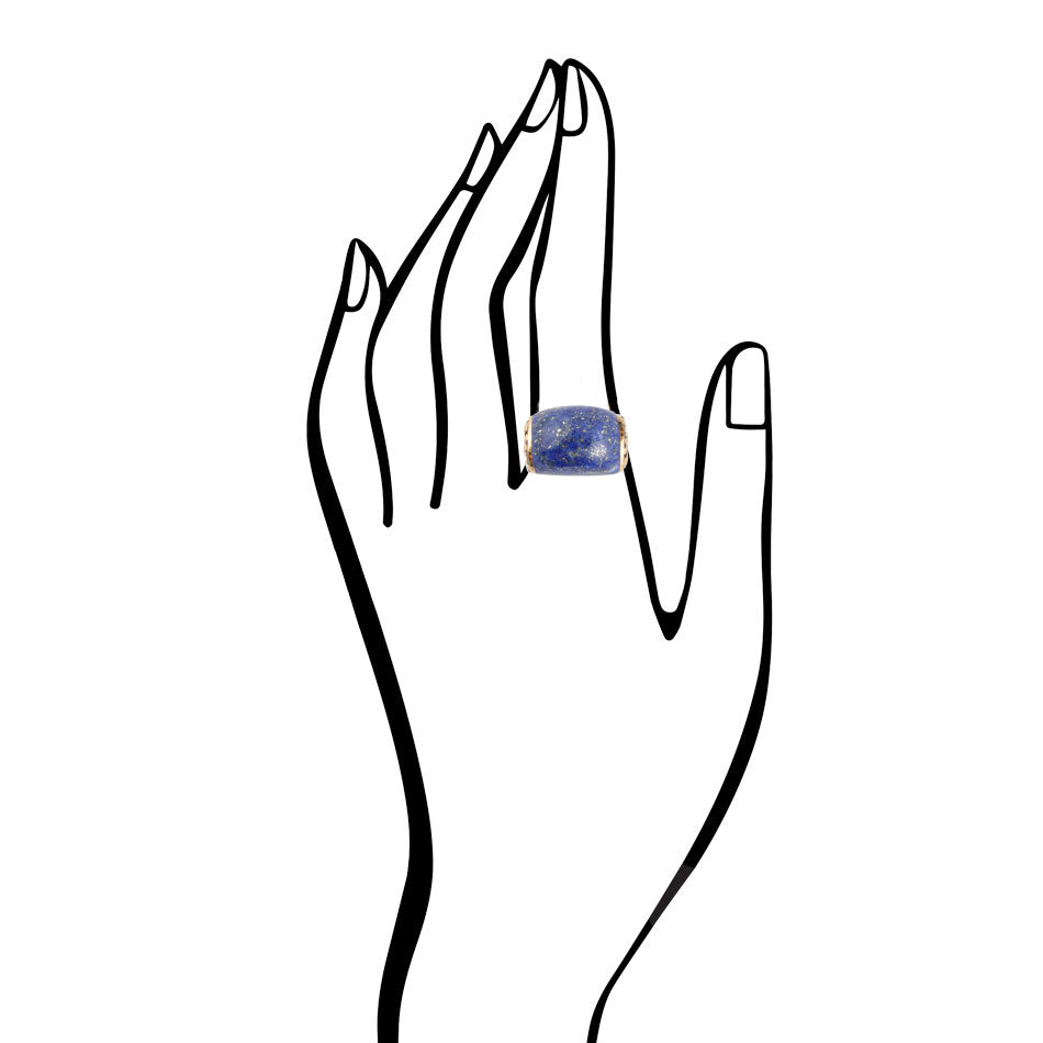 Flourished Bronze Ring - Lapis
