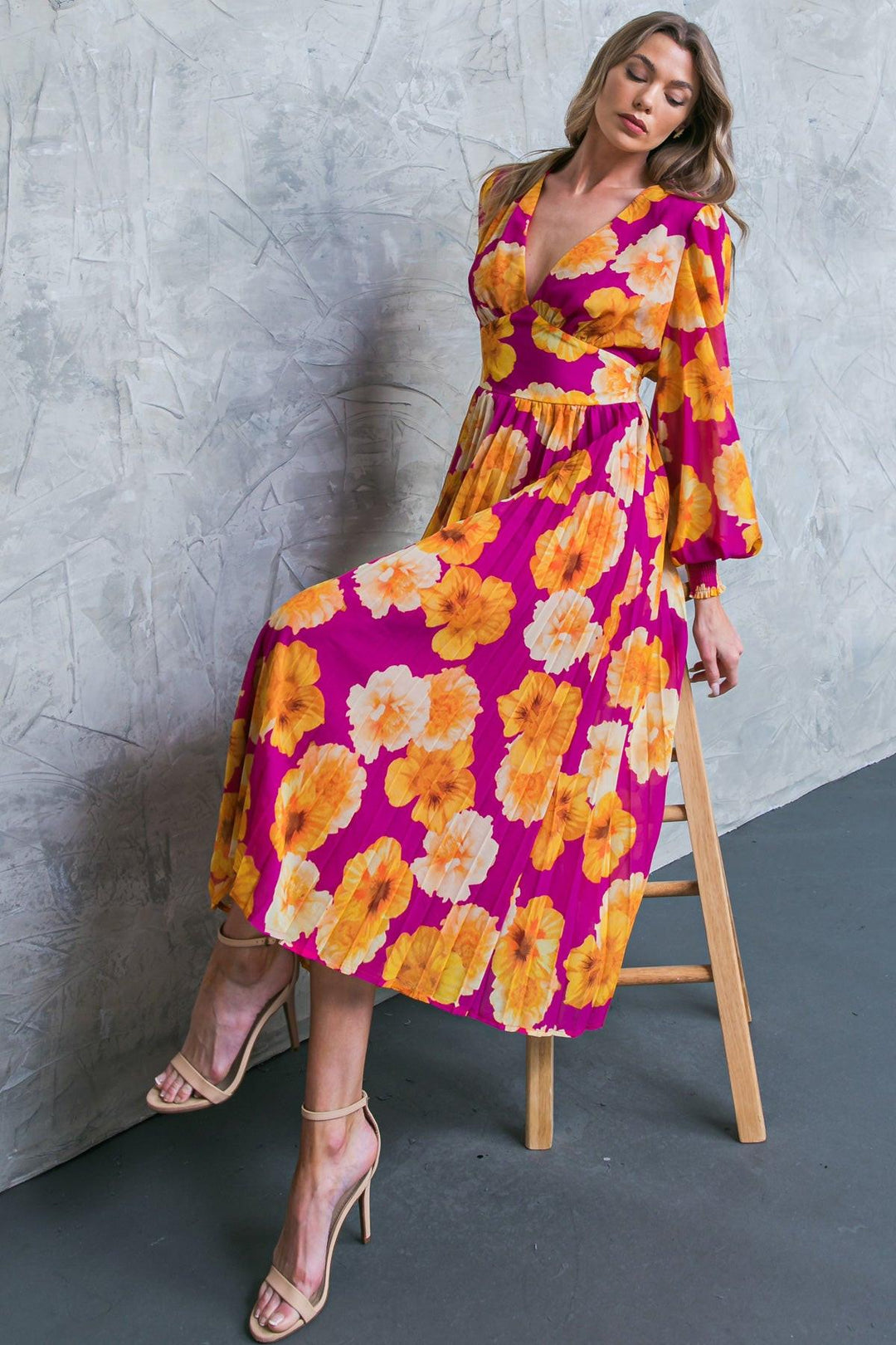 Look At Her Floral Woven Midi Dress from KADOU Boutique