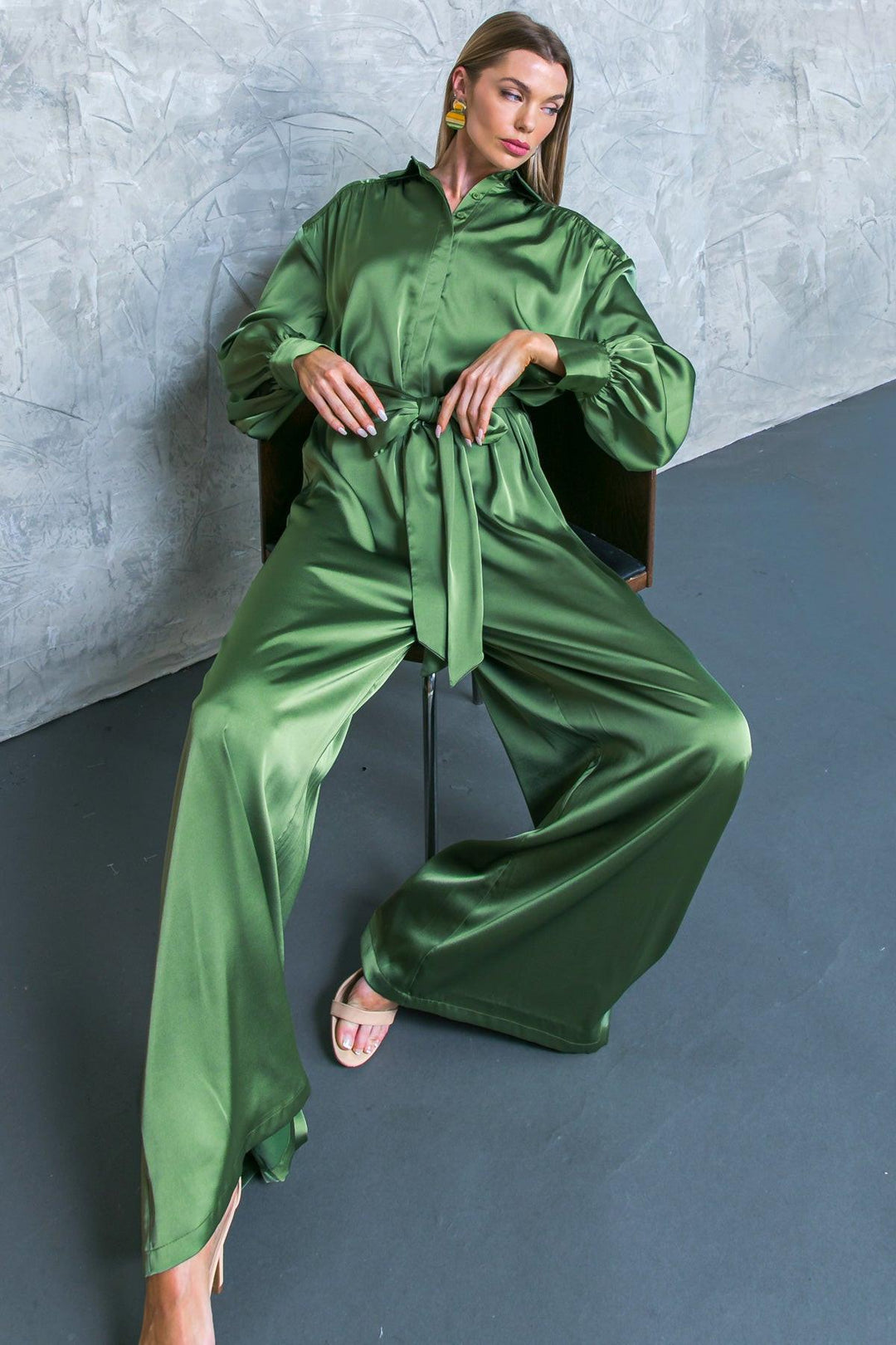 Like Fine Art Satin Wide Leg Jumpsuit from KADOU Boutique