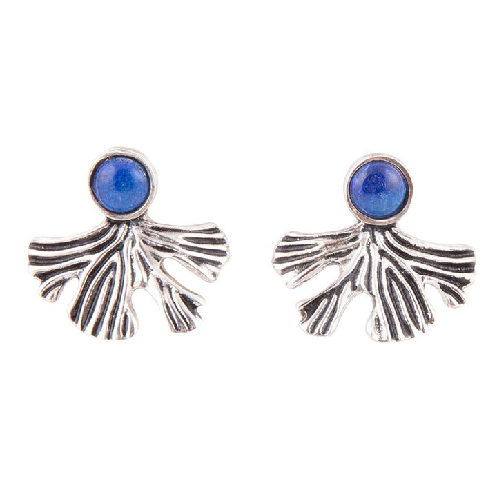 Ginko Blue Lapis and Sterling Silver Stud Earrings