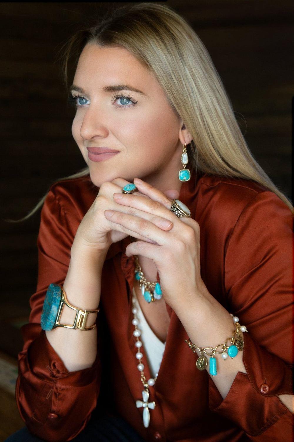 Las Cruces White Pearl Cross Pendant Necklace from KADOU Boutique