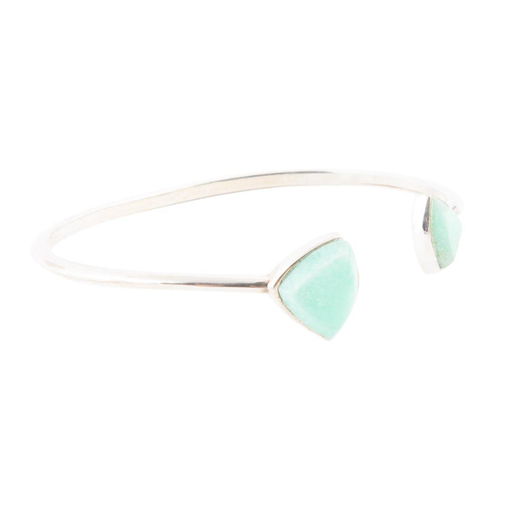 Green Chrysophase Open Sterling Silver Cuff Bracelet
