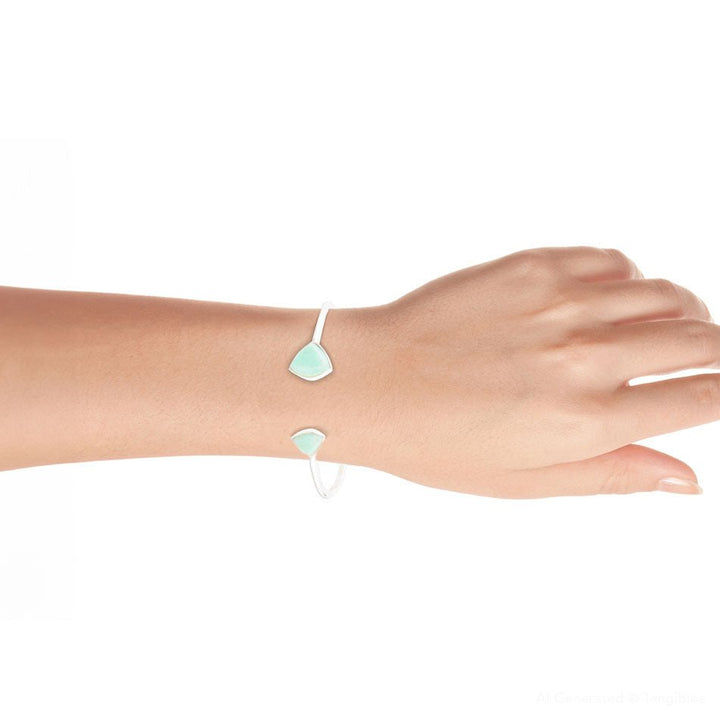 Green Chrysophase Open Sterling Silver Cuff Bracelet