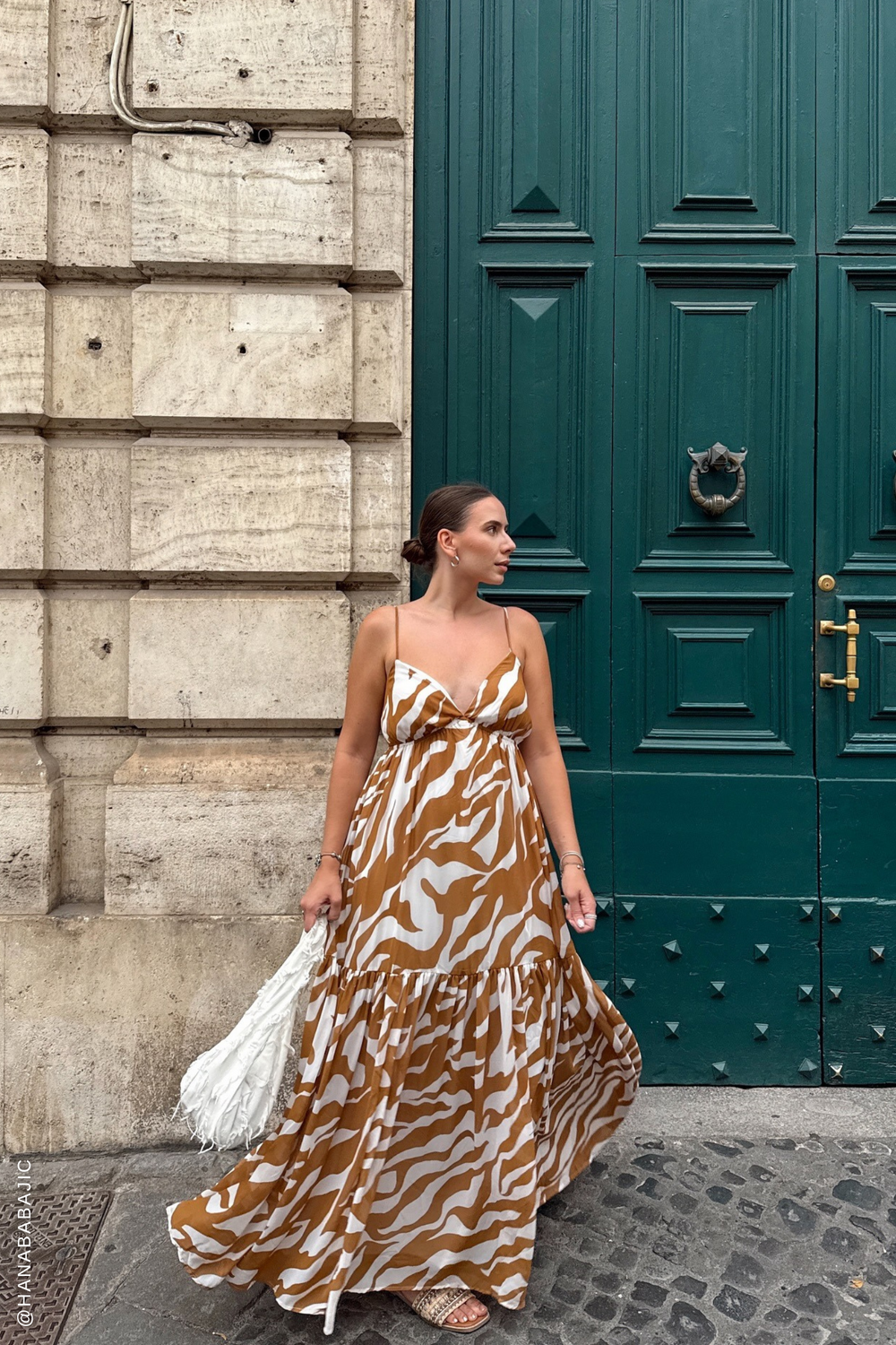 Dew Kiss Almond Woven Maxi Dress from KADOU Boutique