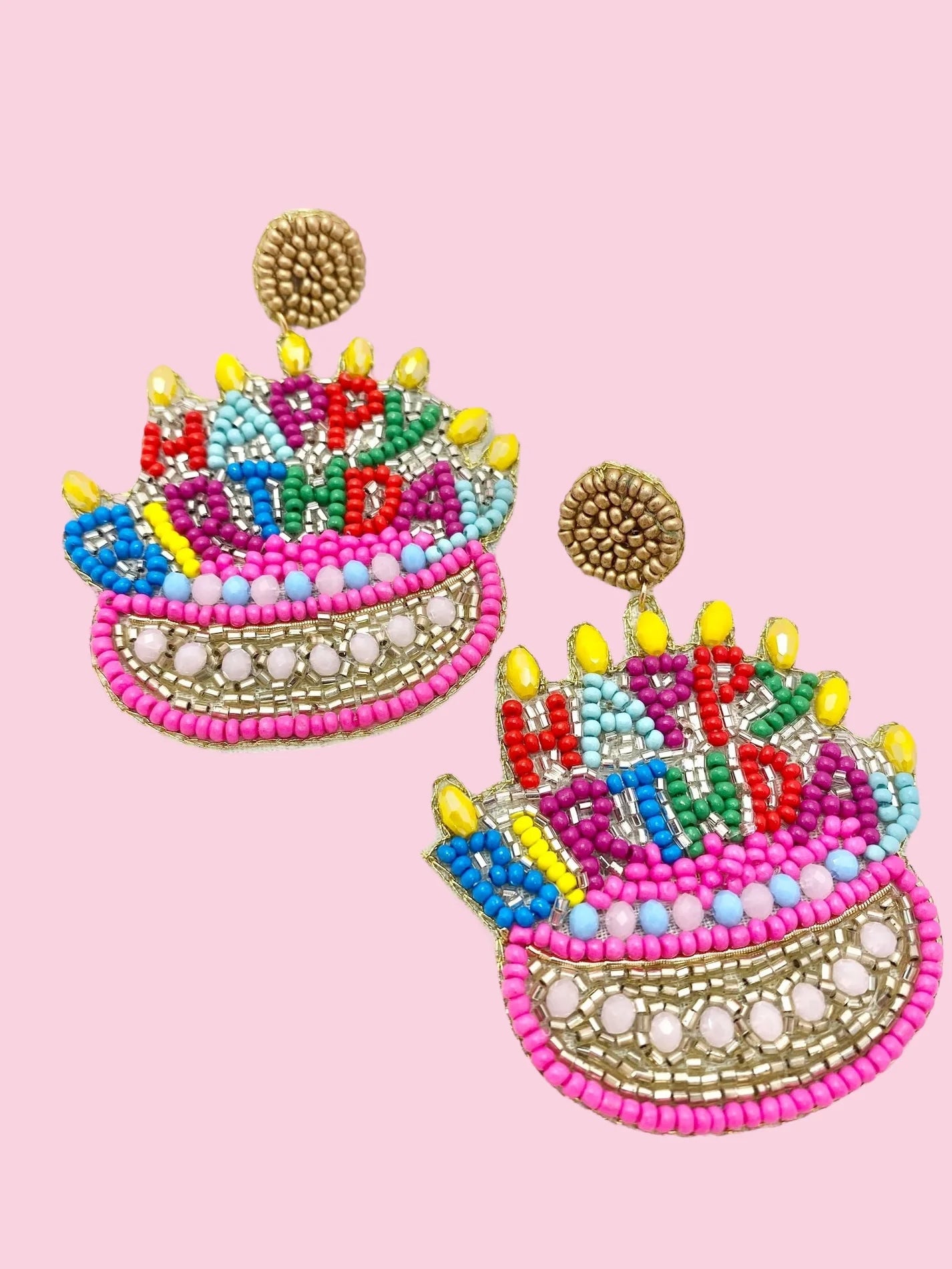 Happy Birthday Beaded Earrings