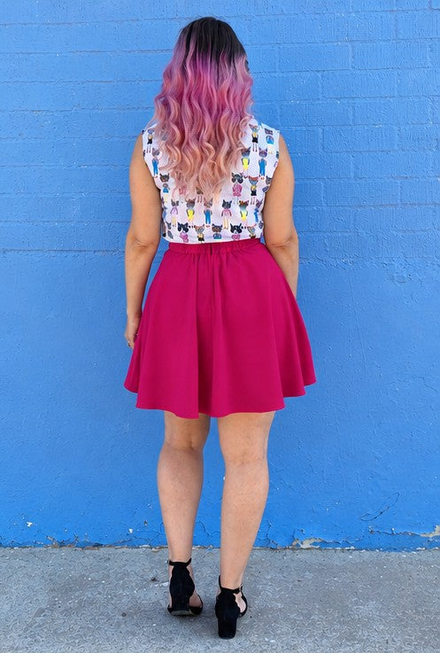 Harper Skater Skirt in Pink from KADOU Boutique