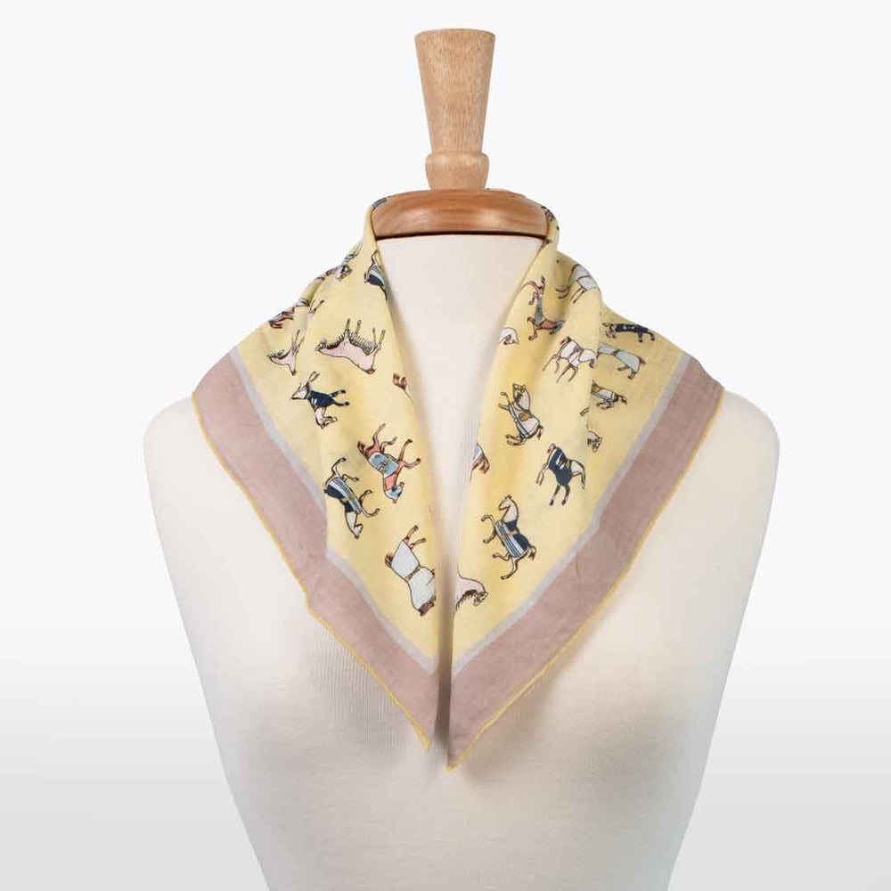 Hunt Club - Stylized Equestrian Scarf in Yellow and Sand from KADOU Boutique