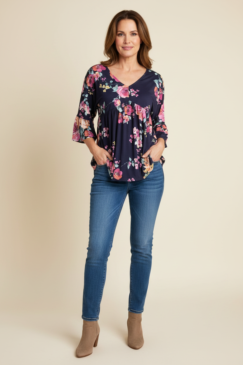 Dozen Roses Empire-Waist Top by Dear Scarlett